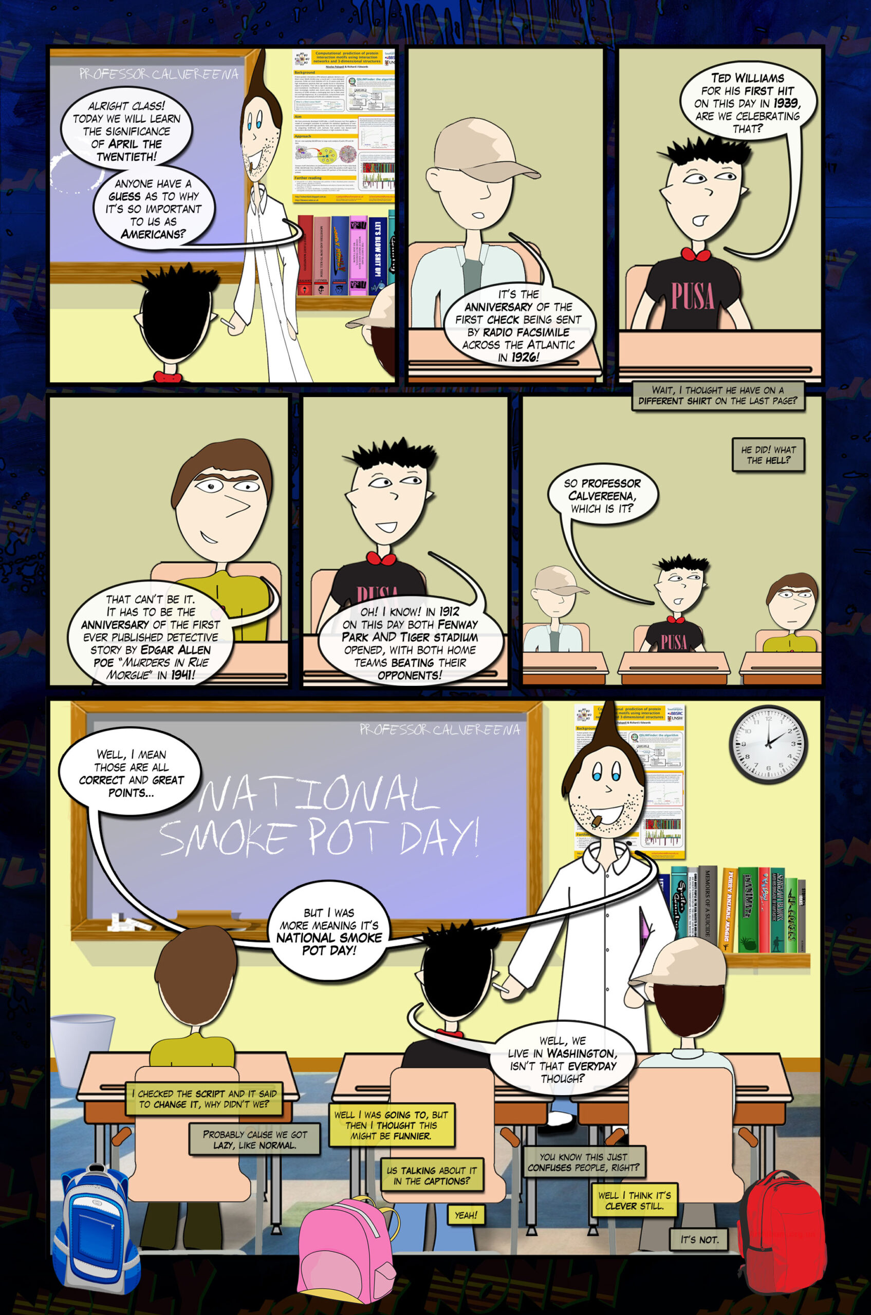 Jonly Nonly #7 Back to School Page Six - On today's date April the Twentieth