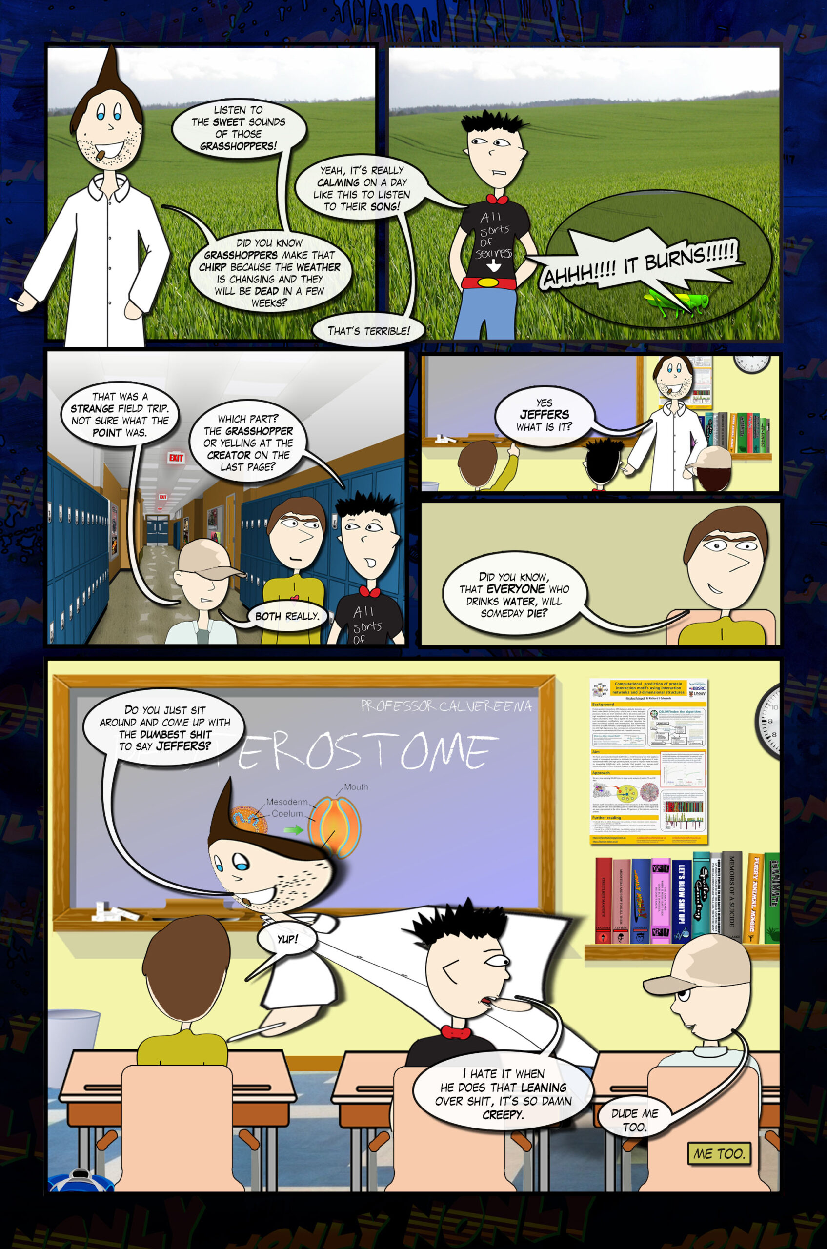 Jonly Nonly #7 Back to School Page Fifteen - Grasshopper Death