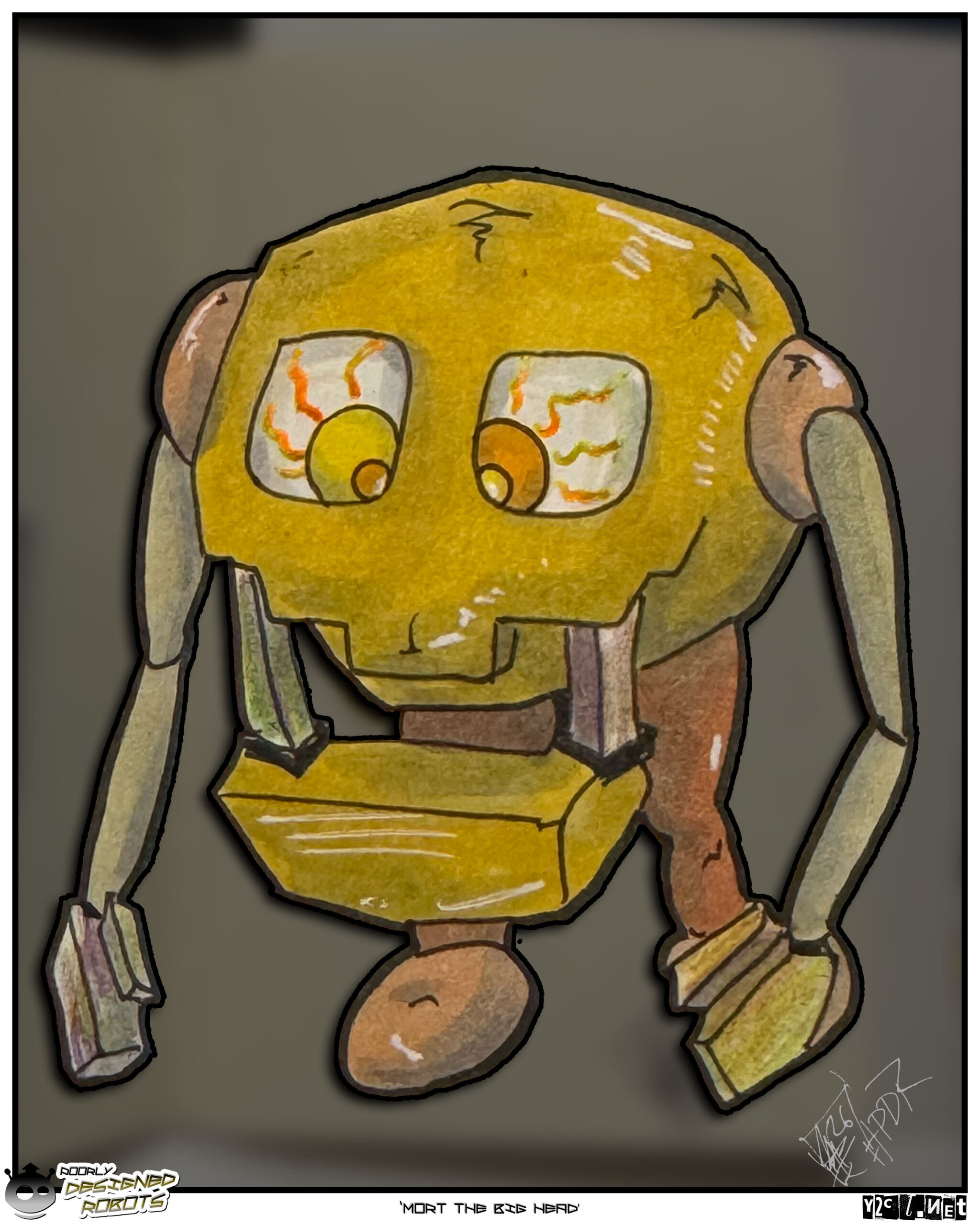 His name Mort. His head big.