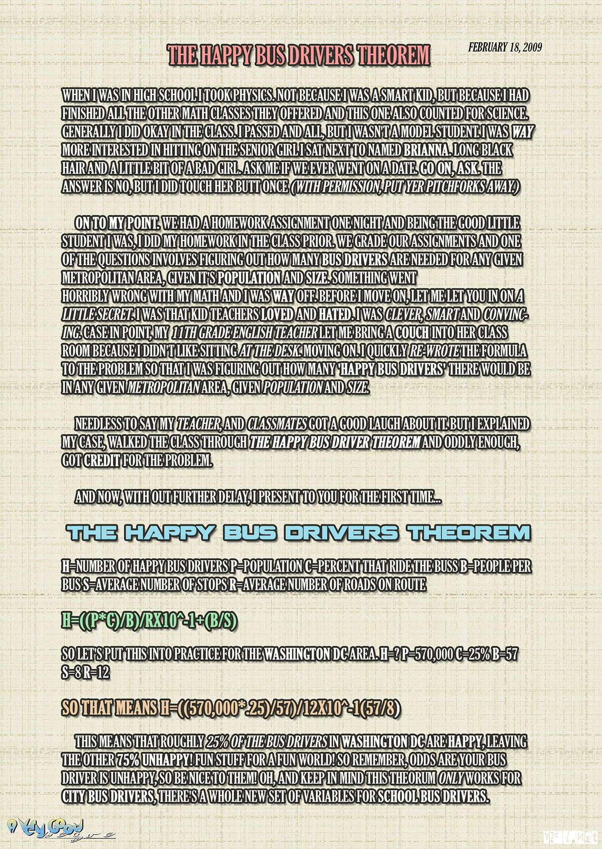 I posted about this back in 2009 here, but made a page out of it for Funny Twenty!