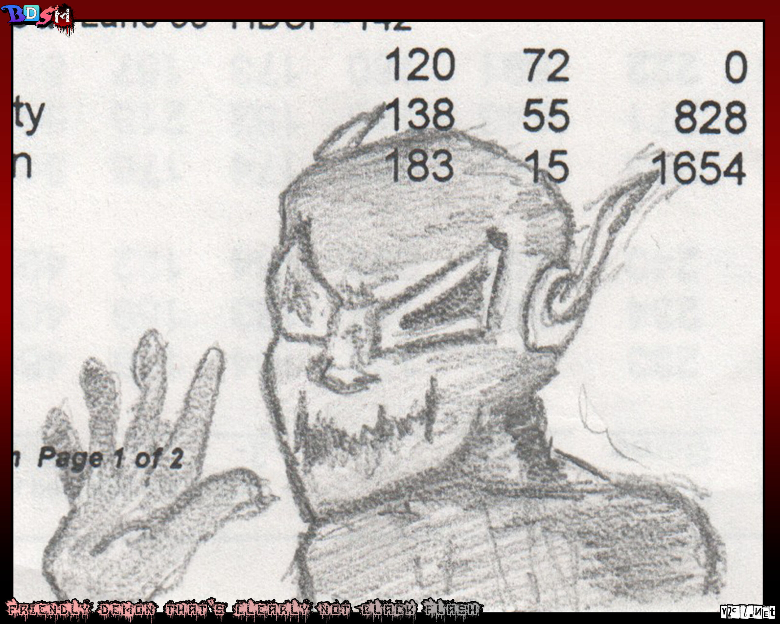 Drawn in 2004 on the score sheet for the bowling league I was in. Yeah, I was a championship bowler. Pick up your undies, they just fell.