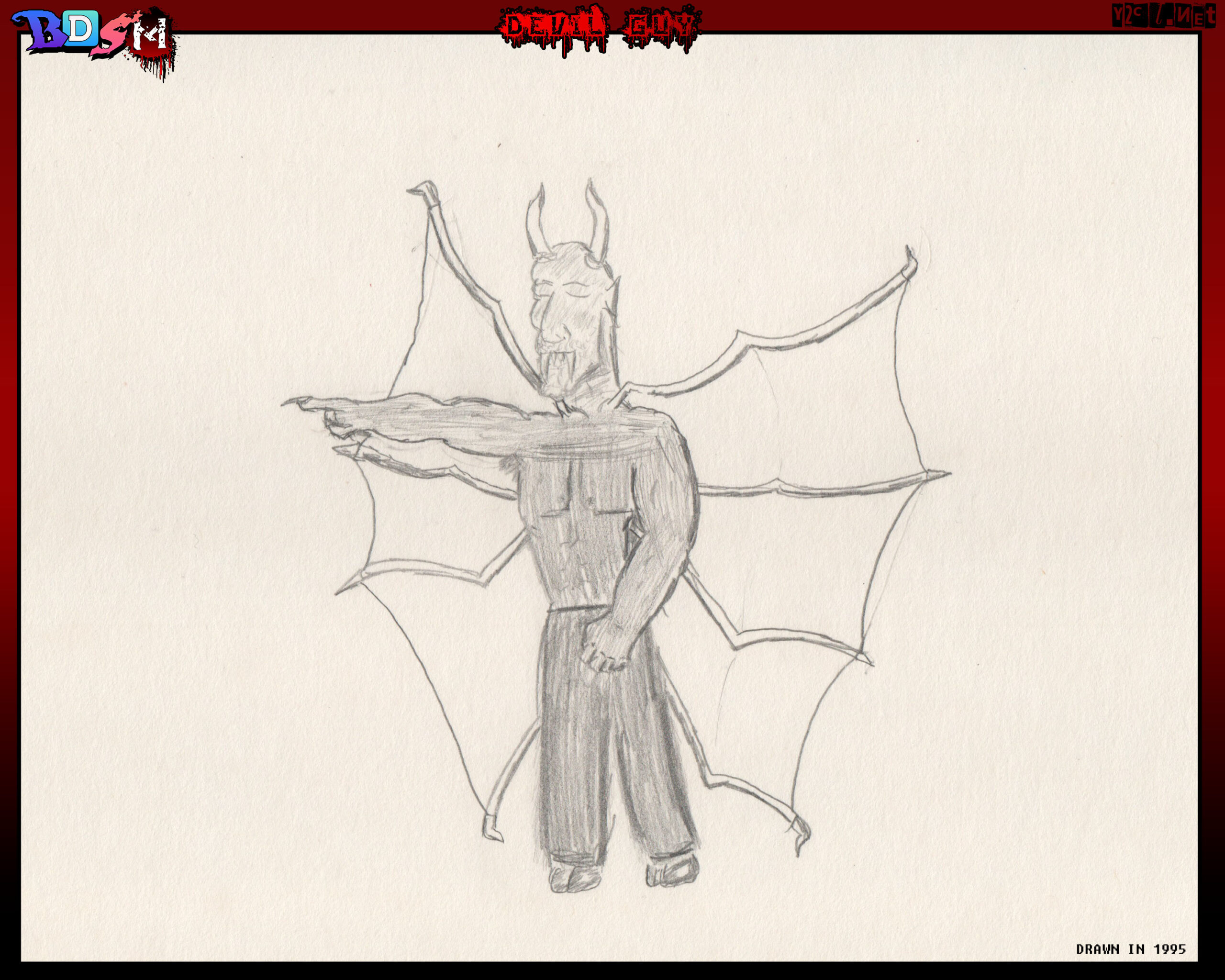 Drawn in 1995, the devil points at you cause your wankin’ it.