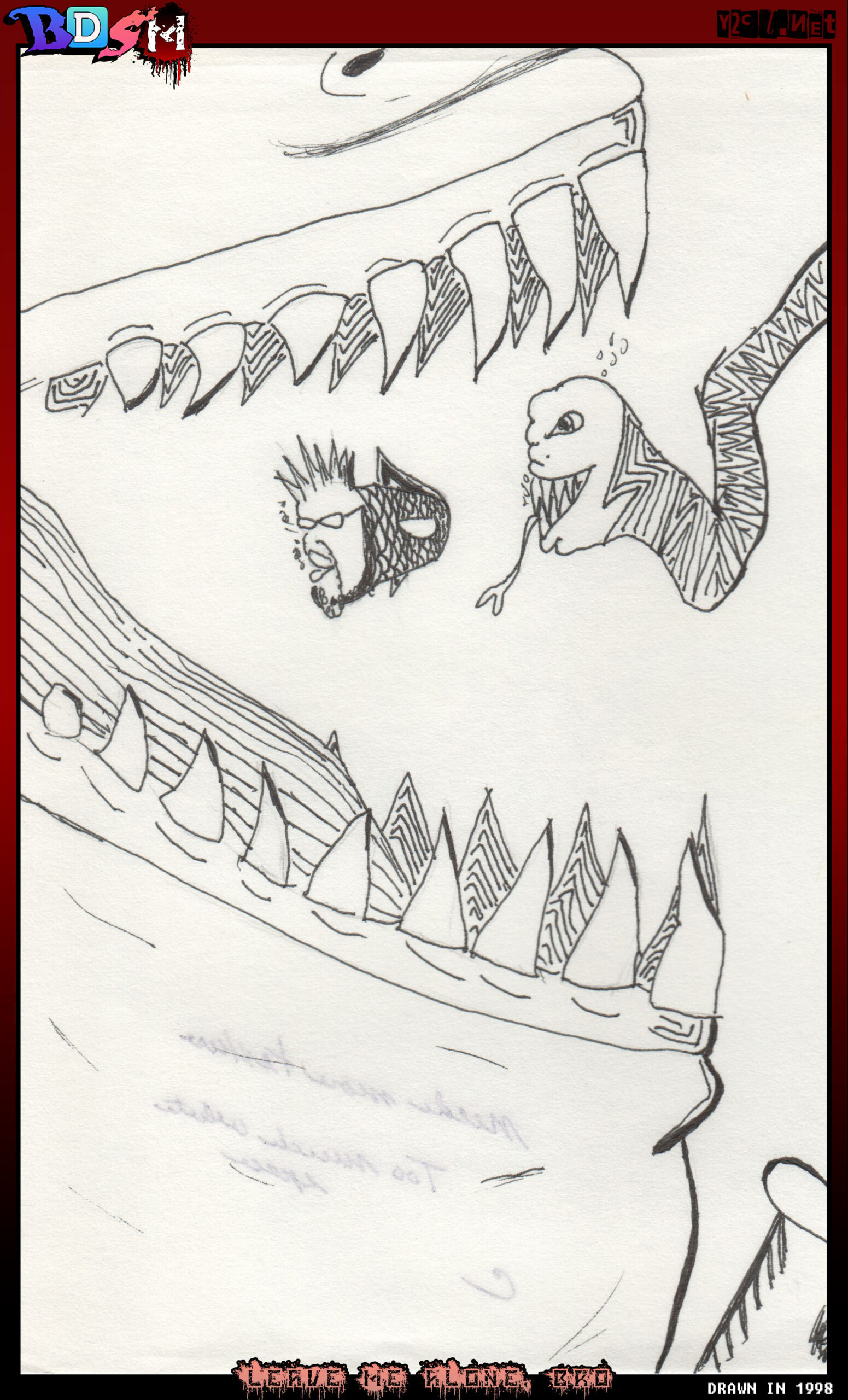 Drawn in 1998 for art class. A class I hated cause the teacher told me comic book art wasn’t real art, it was just cartooning for kids.