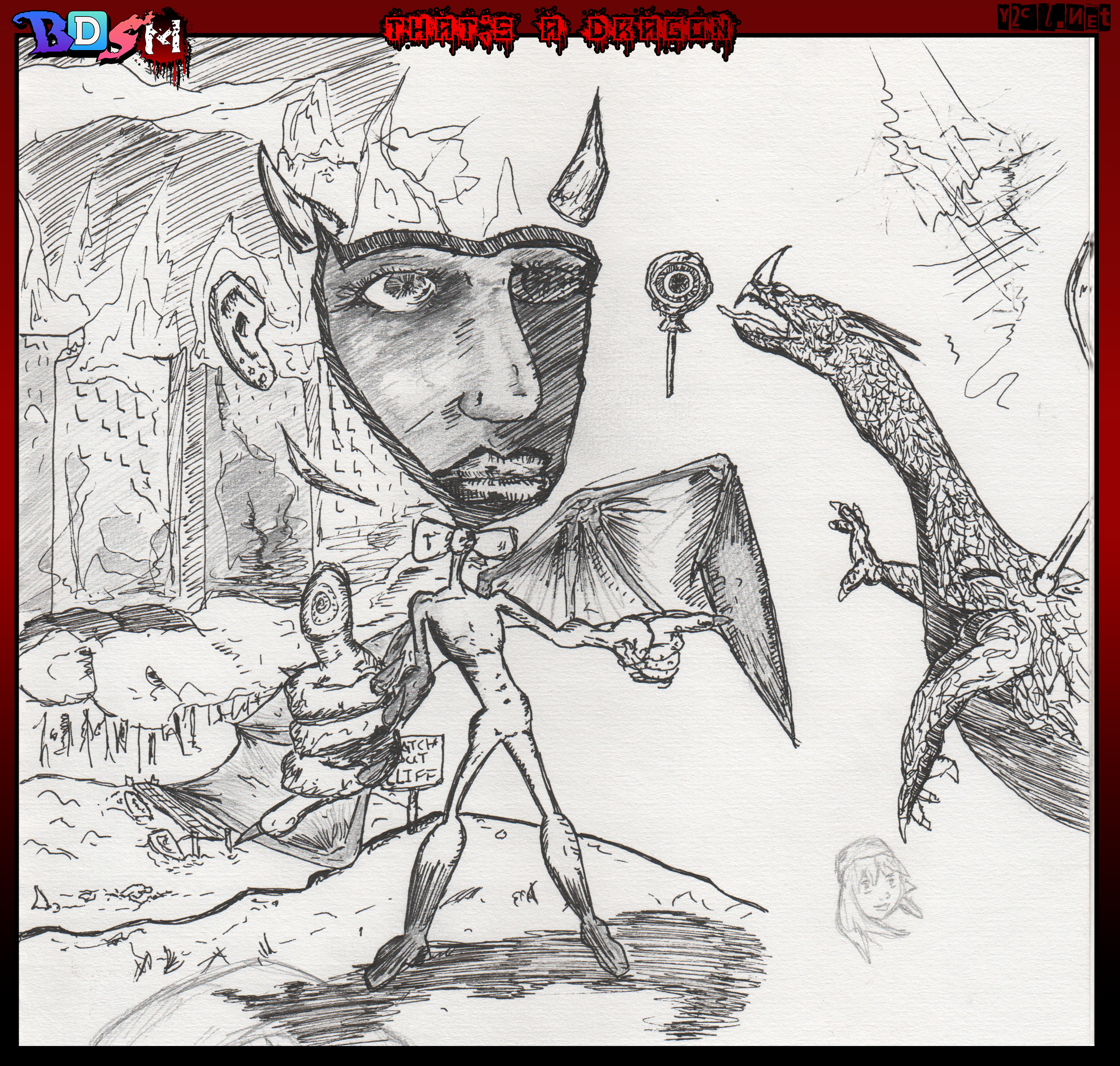 Drawn in 2005. I’m so glad that sign says watch out, Cliff. Cliff is a bad guy.