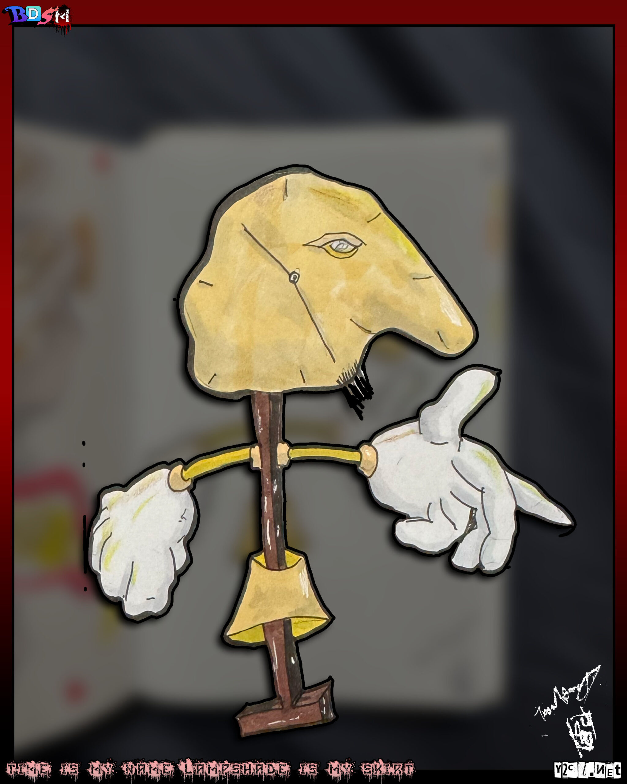 Scarlet gave me the weird clock shape, some lines for the hands, and a lamp shade. I made this. Man, I really need to start taking before pics.