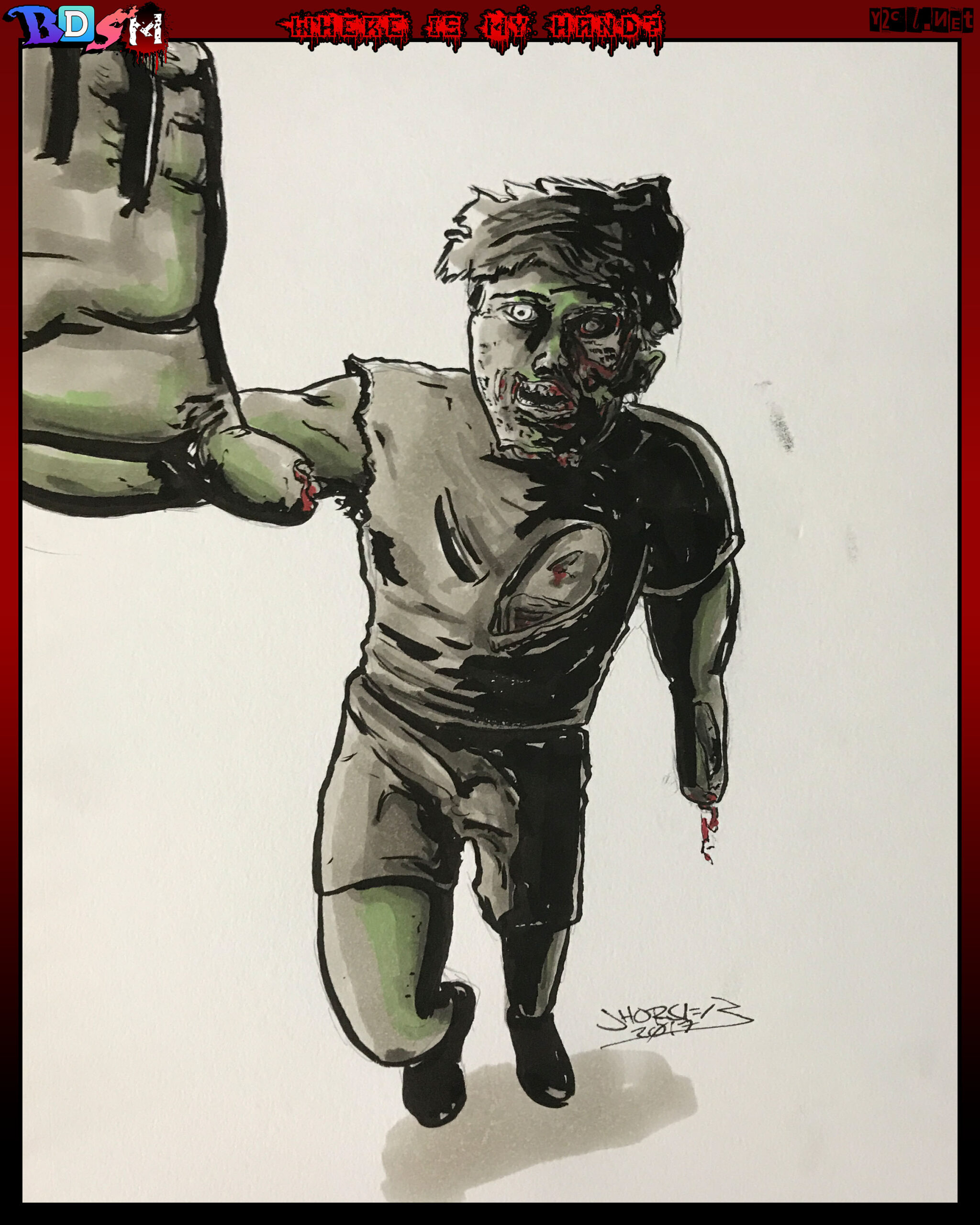 Drawn I think on the same day as the Girl with Mutated Arms from a few days ago, it&rsquo;s another JN as a zombie!