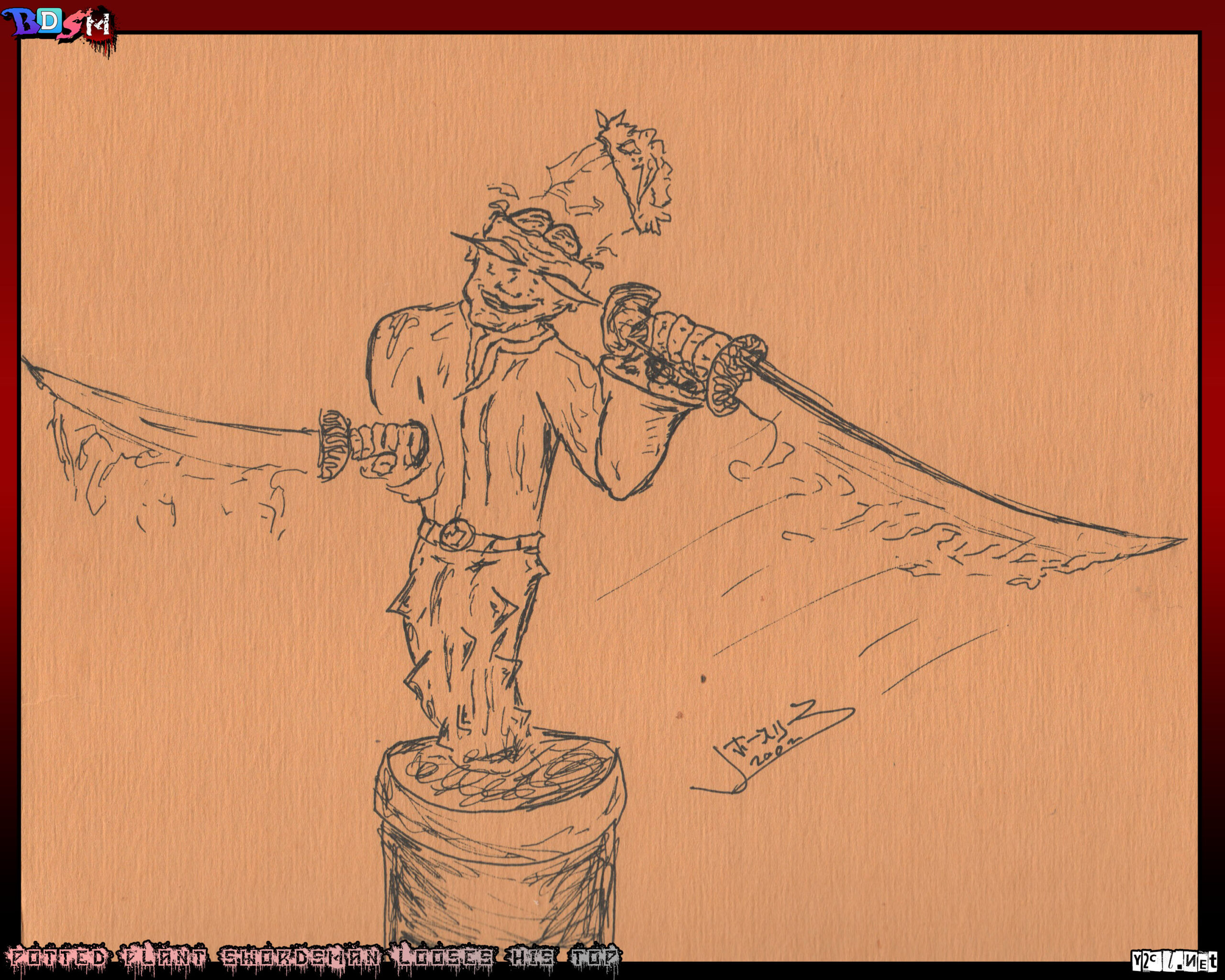 Another example of me drawing on my notebooks while I should have been listening in college.