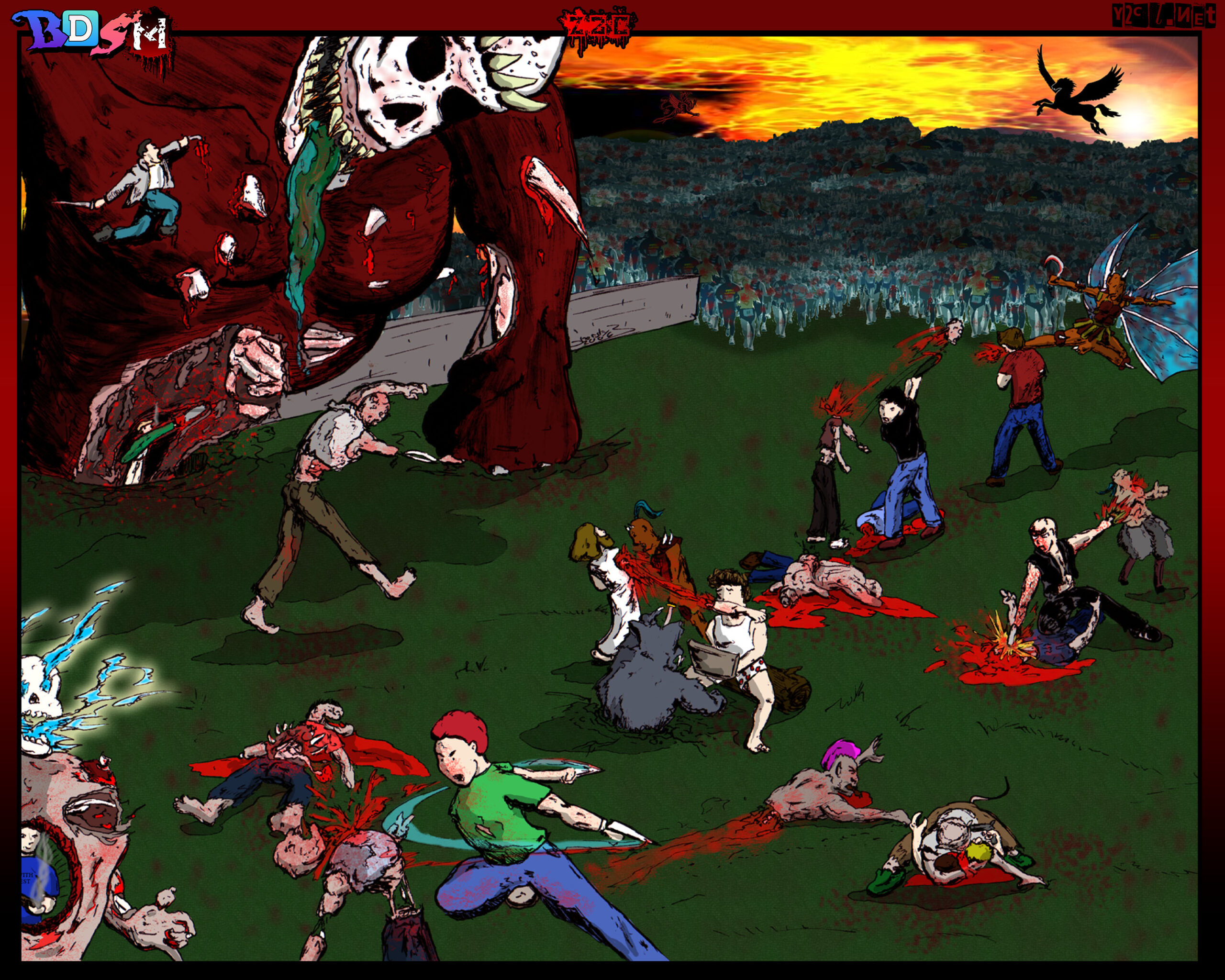 When I got the idea for z2c, I started drawing this up and wanted it to eventually end with this battle. I used this as the launching art with y2cl strip 300.