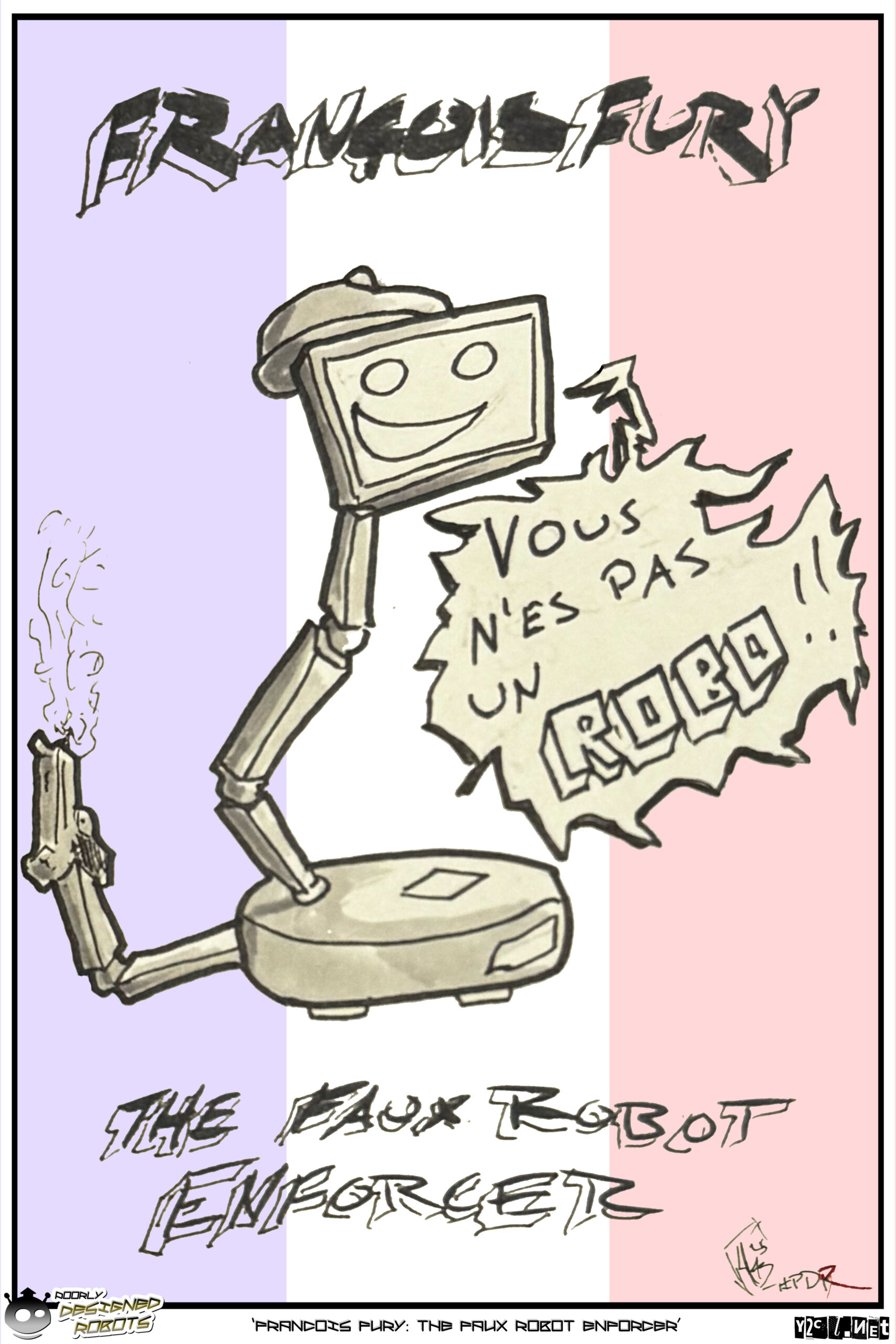 He does not like fake robots. This is also a Eurotrip reference, deal with it.