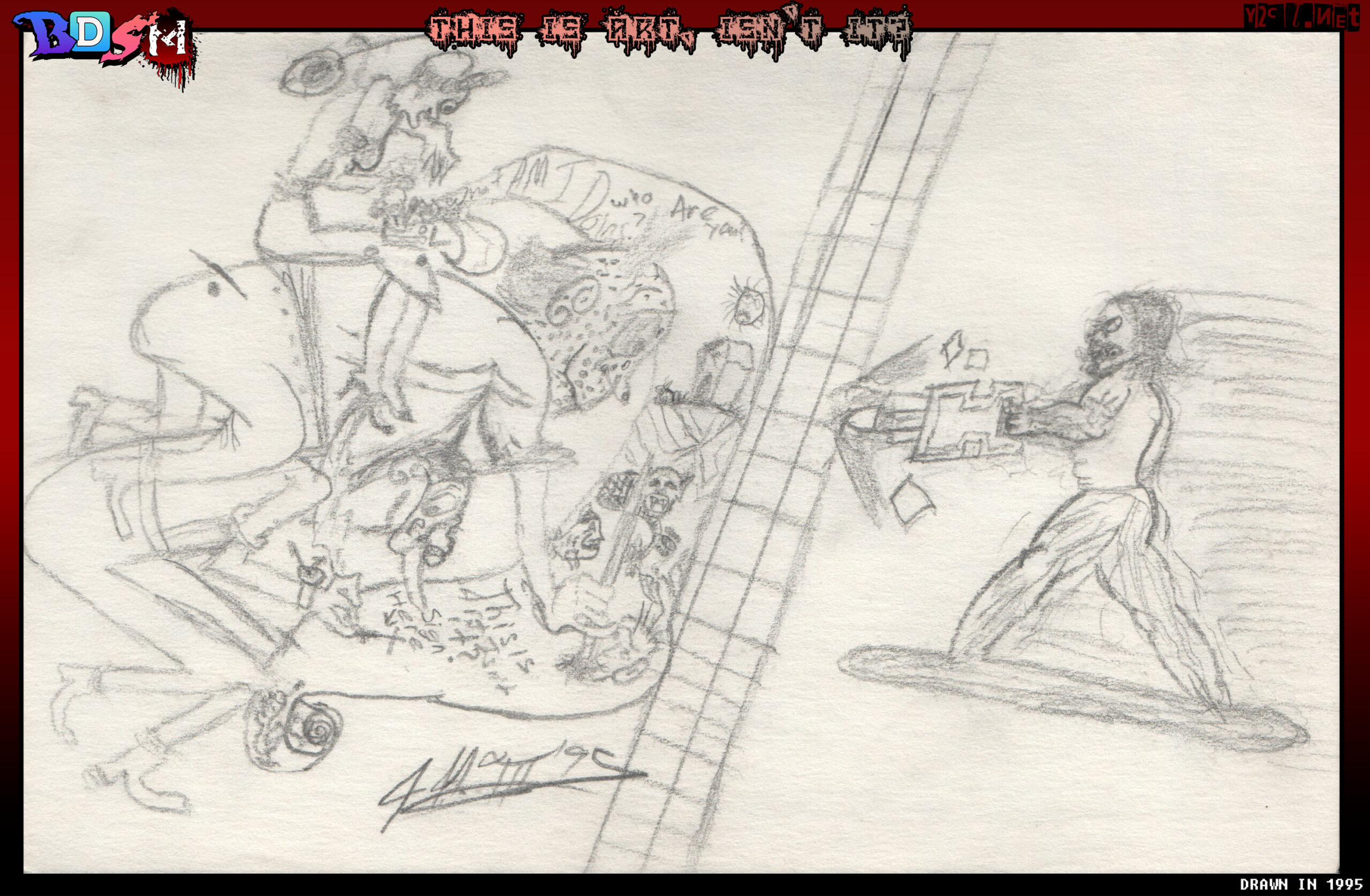 13 year old me in 1995 drew some odd things.