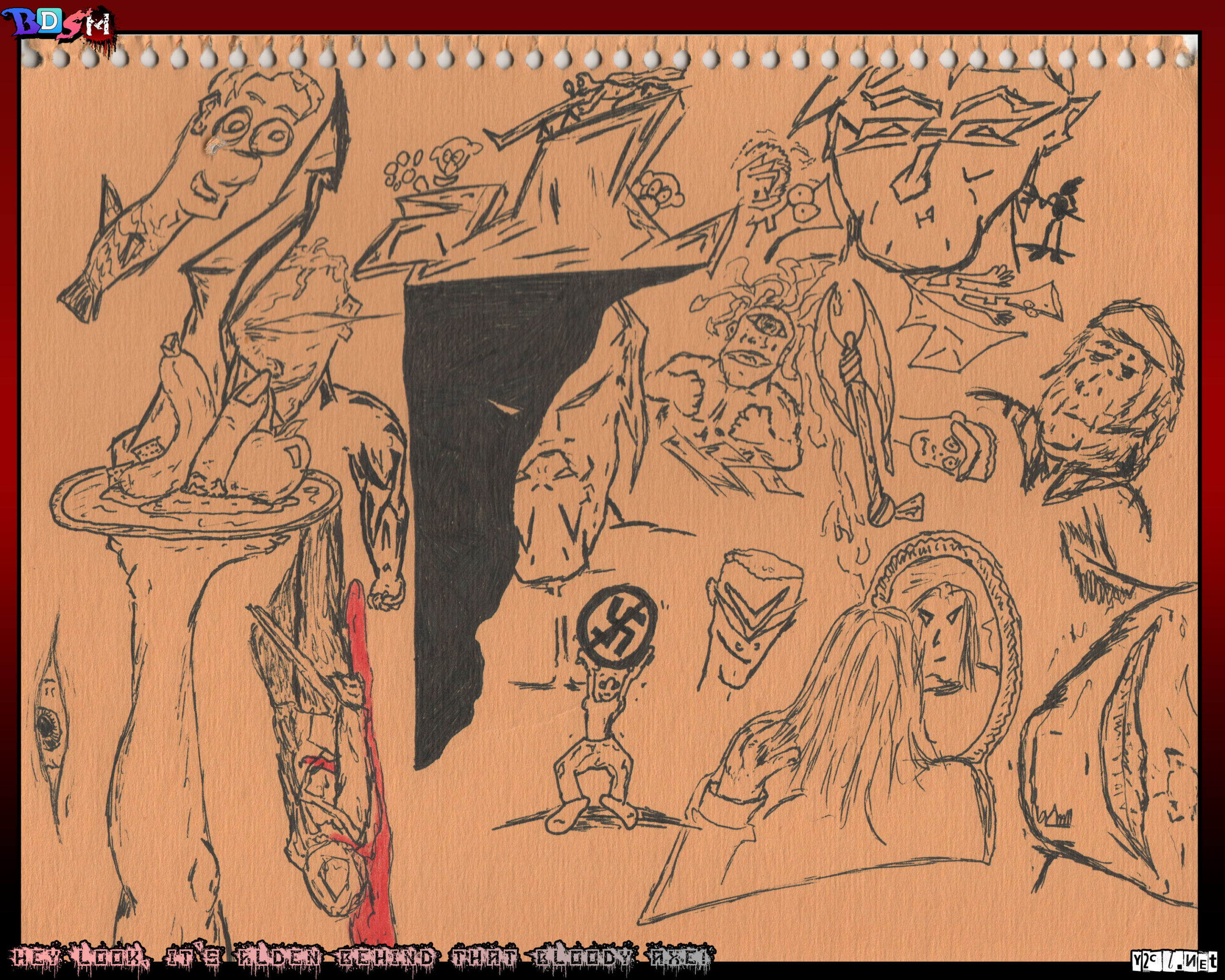 So much random from my college days. We got fingers on a plater, no Nazi, and a&hellip;dead guy? Oh and Alden from that one 4 or 5 page thing I did with Jeff that one time.