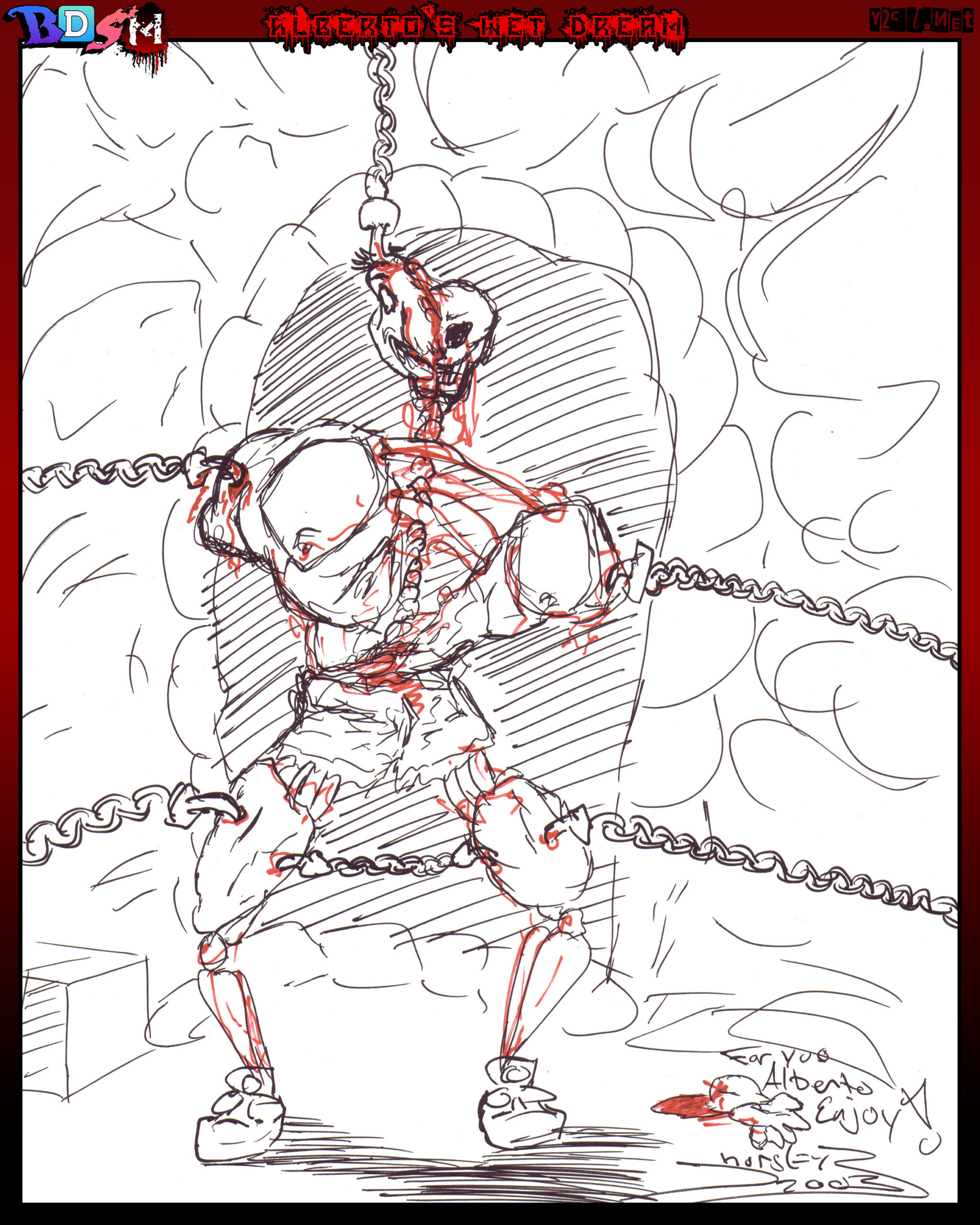 I drew this in 2003 and mailed it to the real life Alberto. He love it. He's a sick sick man, and I love him.  I drew this in 2003 and mailed it to the real life Alberto. He love it. He's a sick sick man, and I love him. 