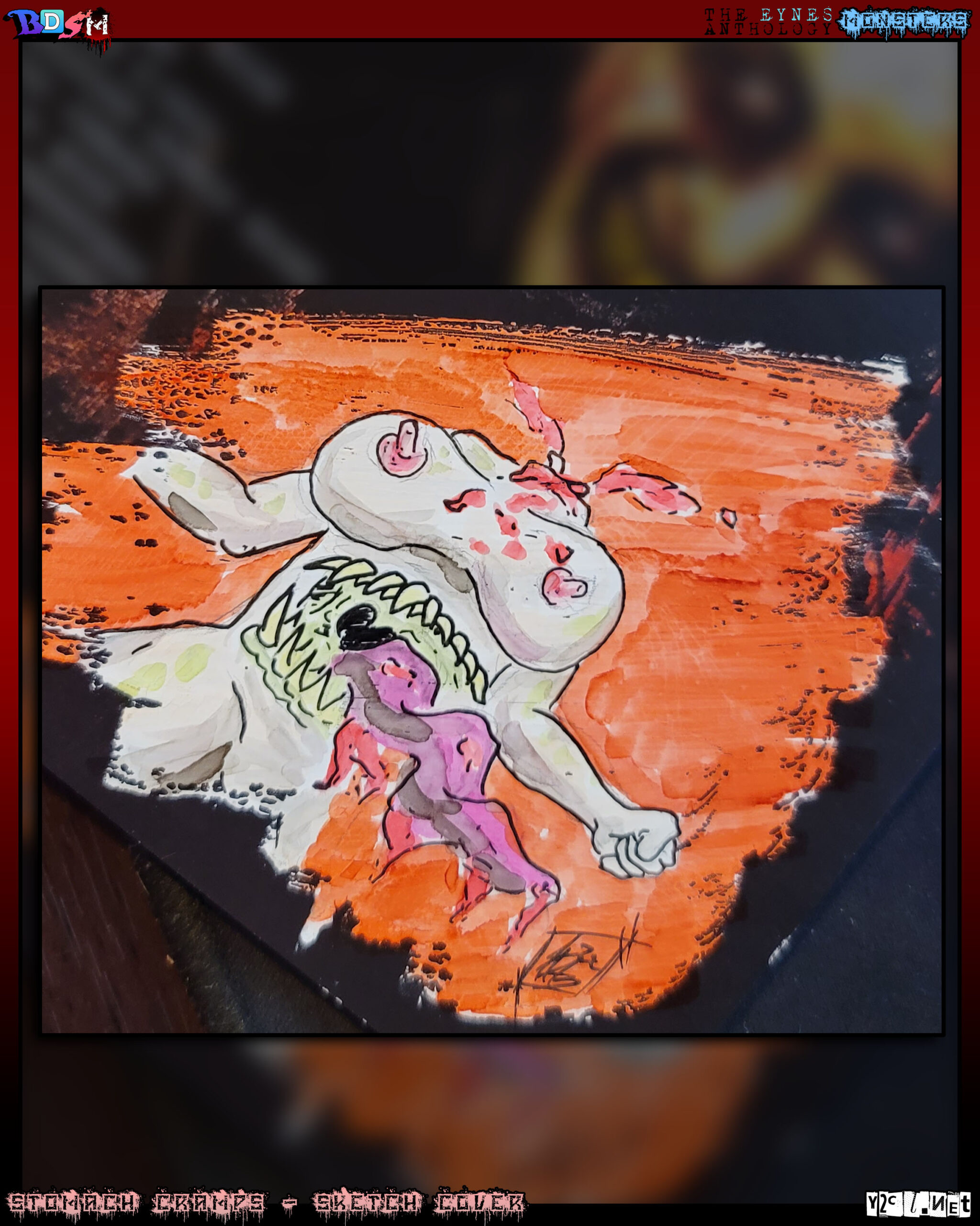 Another sketch cover monster I did on a copy of The Eynes Anthology for someone. This one they said "whatever you want!" and apparently I wanted a headless boob monster with a tummy mouth.
I don't know man.